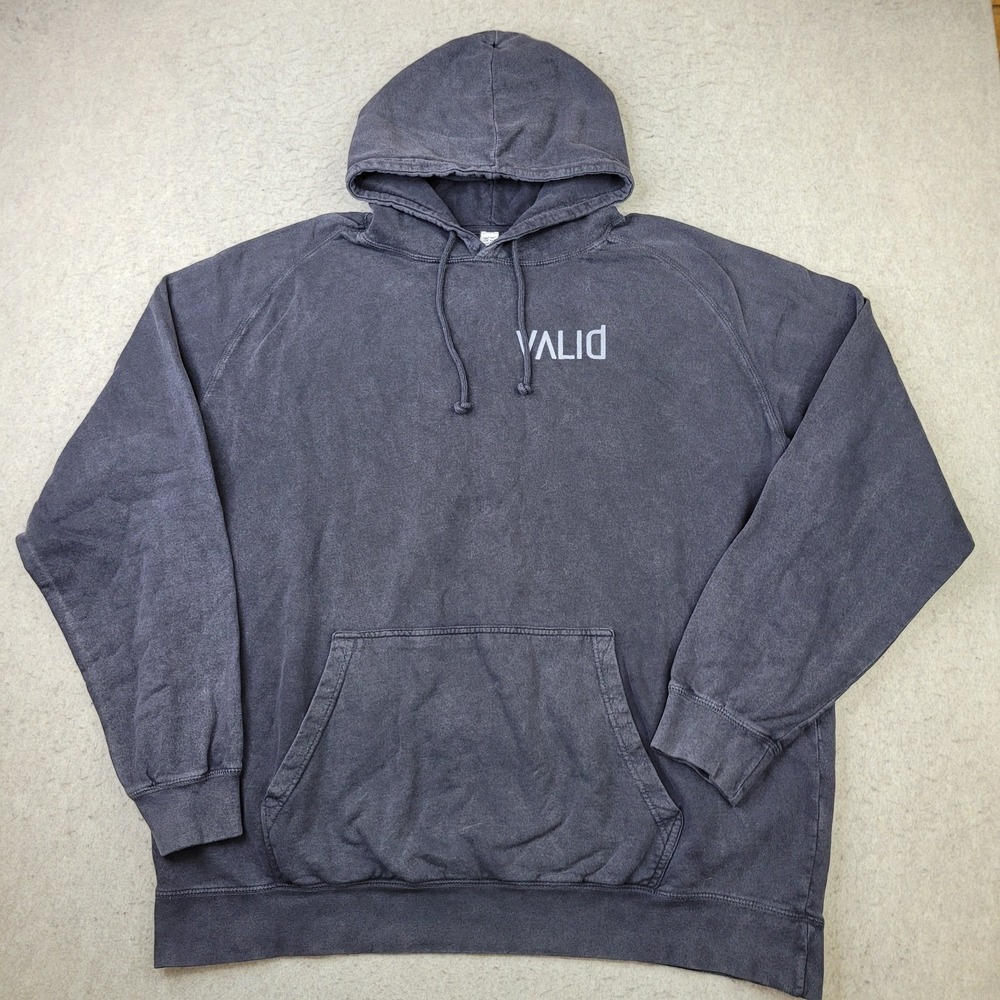 VTG Lane Seven Valid Hoodie Unisex  3XL Gray Cotton Raglan Sleeve Sweatshirt